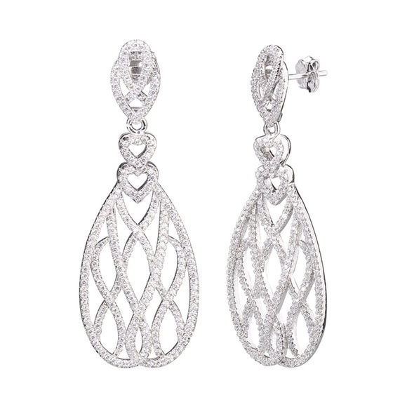 TA5010_SVEARR.jpg Sterling Silver Long Figure 8 Drop & Dangle Earrings with CZ